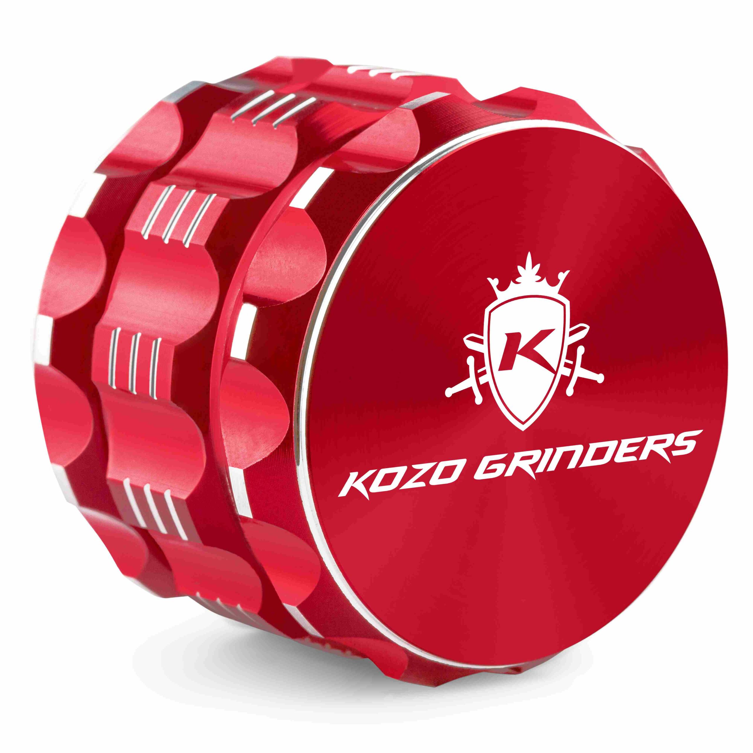 2 inch red grinder - closed and laid on its side