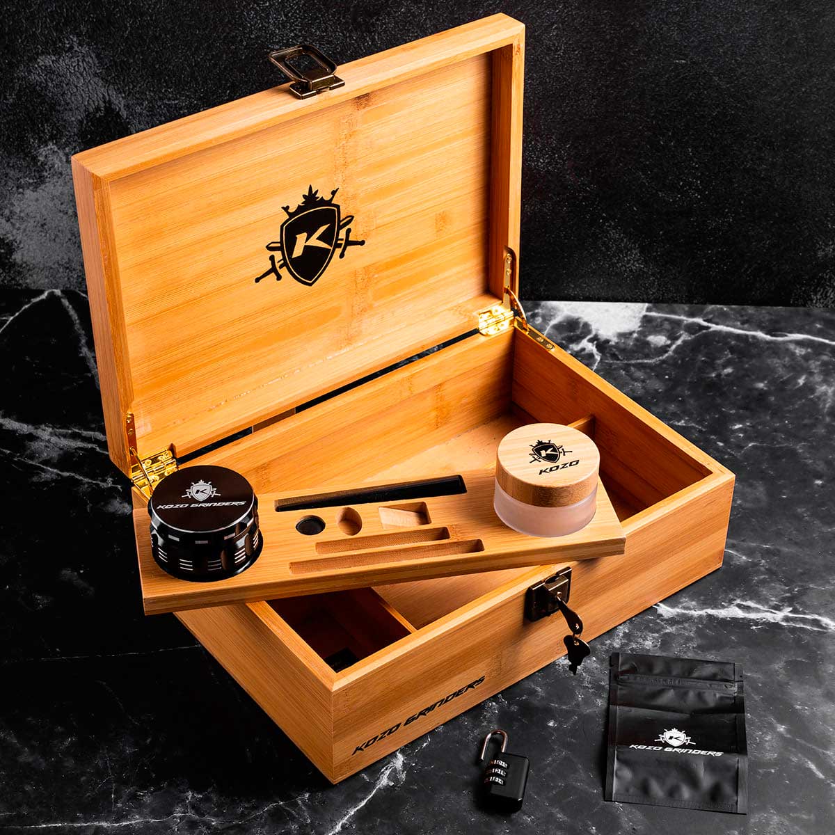 Xl Wooden Hinges Stash Box-empty grinder