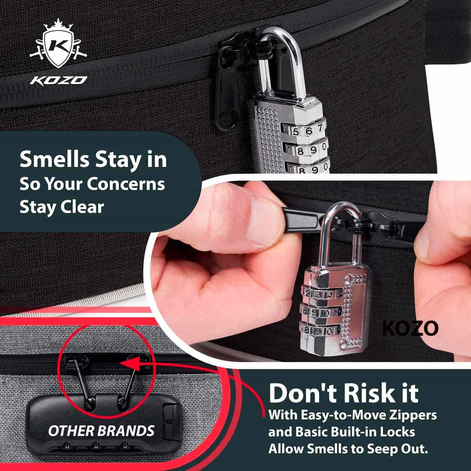 Ziplock Smell Proof Bag black-hands and lock